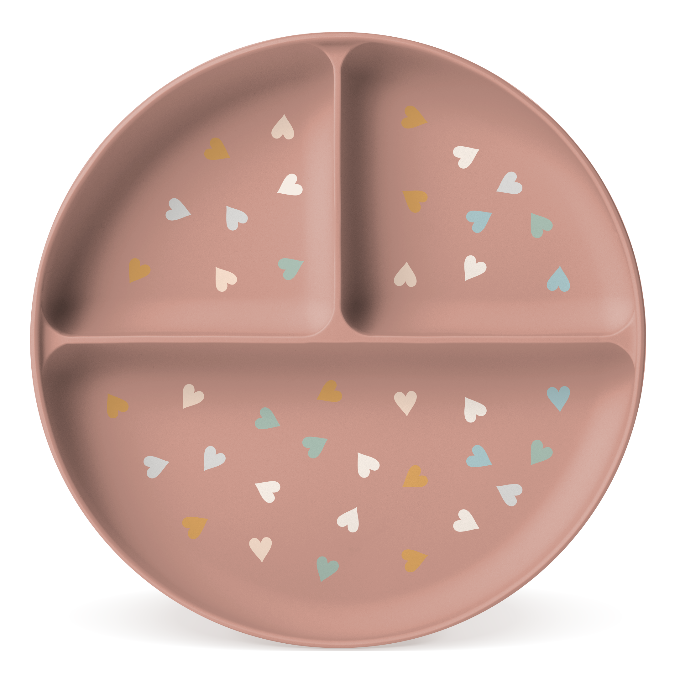 Parker Silicone Partitioned Plate - Hearts on Pink