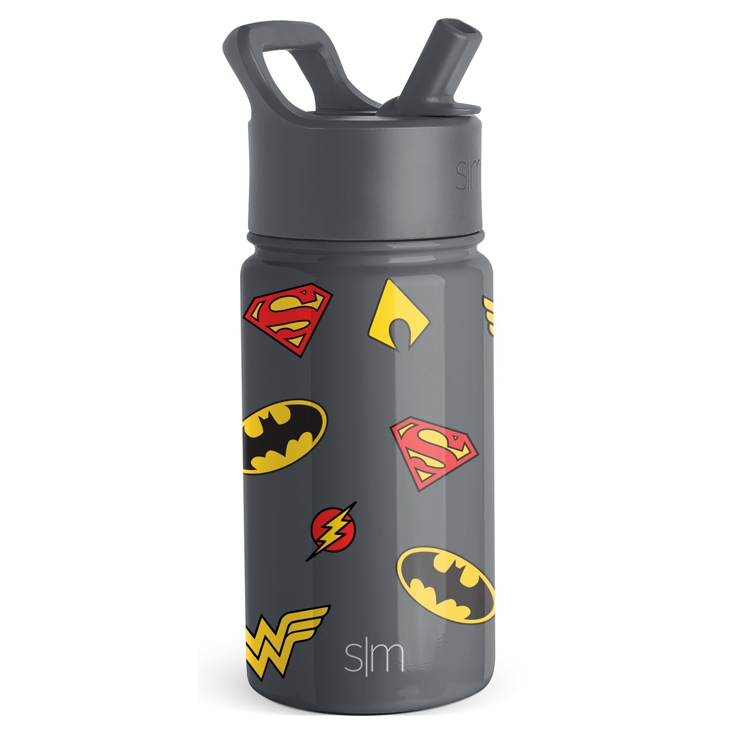 Summit Kids Water Bottle with Straw Lid - 14oz - Comic Emblems / Straw / SM