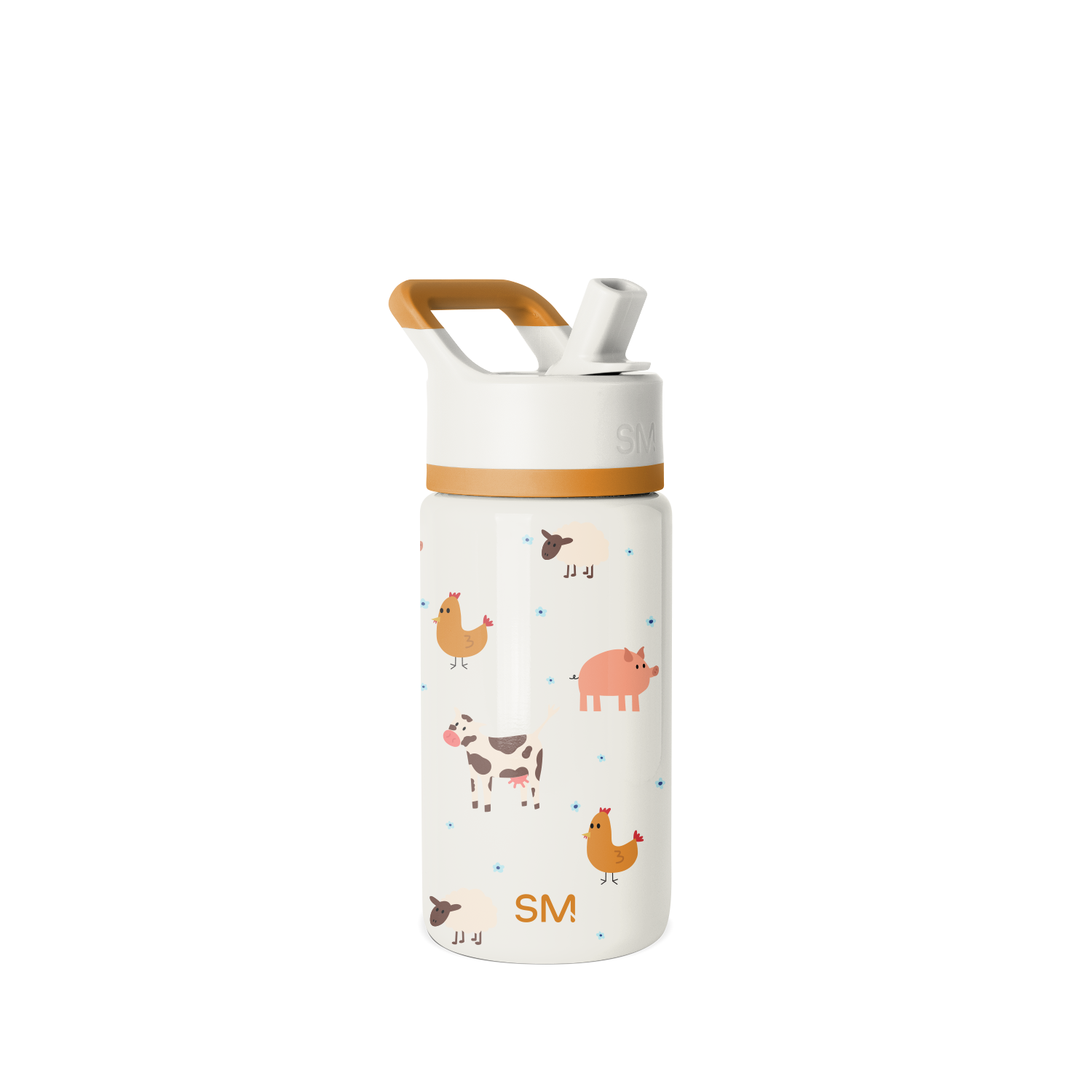 Summit Kids Water Bottle with Straw Lid - 14oz - Farm Animals / Straw / SM2