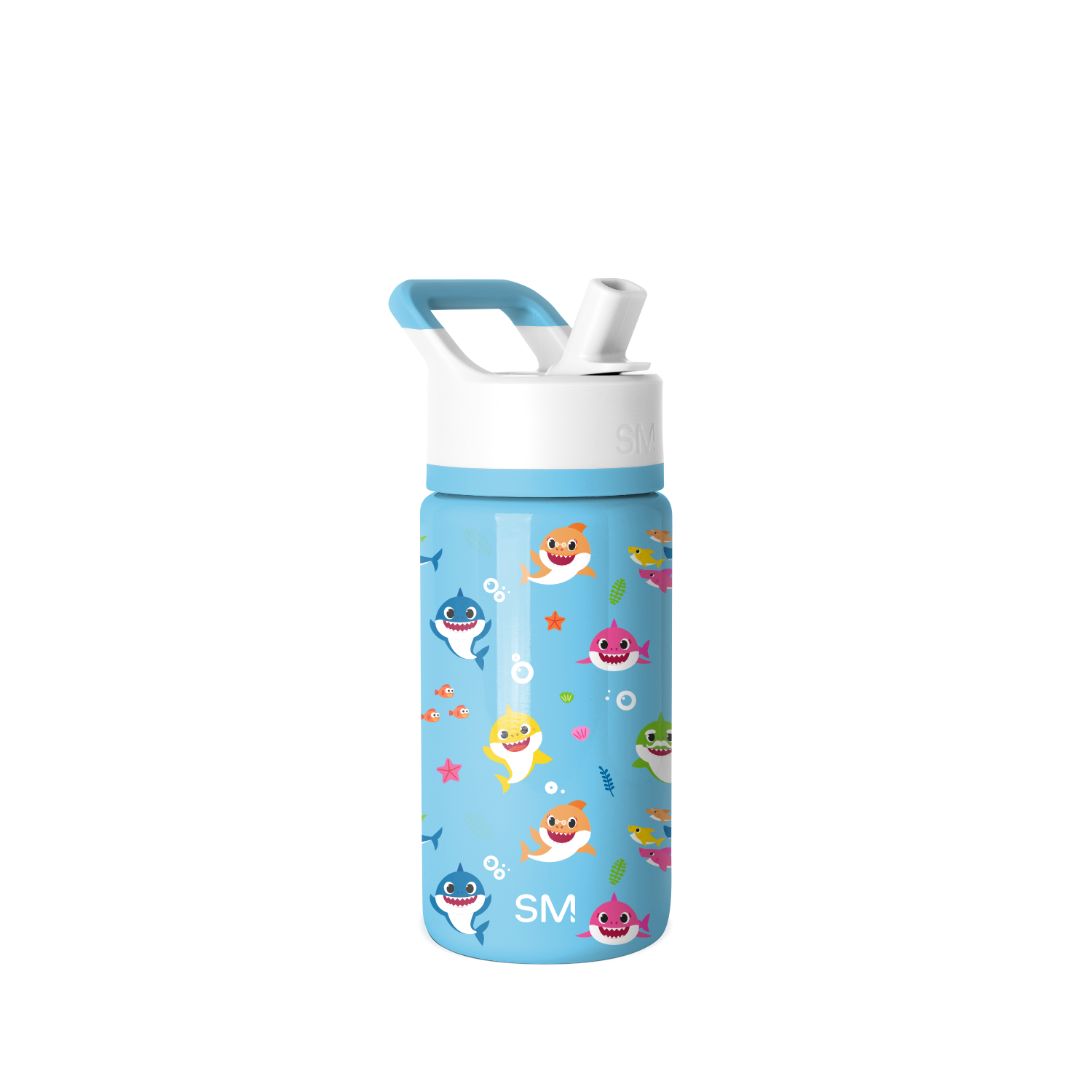 Summit Kids Water Bottle with Straw Lid - 14oz - Baby Shark Friends / Straw / SM2